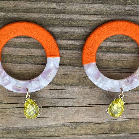 International Concept Earrings Hoops Resin & Wrap Multi Color Women Ear Jewelry - Picture 14 of 15